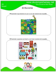 Resimli Zıt Kavram Çalışma Sayfaları